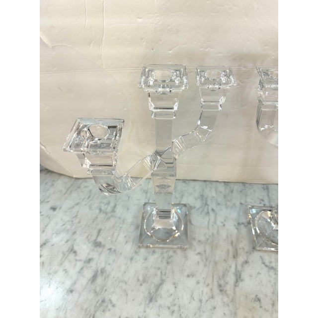 Gorgeous pair of 3 arm tabletop Austrian crystal candelabras for Versace by Rosenthal. Inscribed by Versace and Rosenthal...