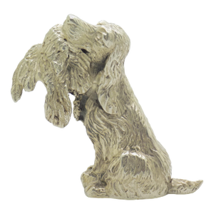 Vintage Italian Silver Hunting Spaniel Dog Large Figurine, Handmade in Florence
