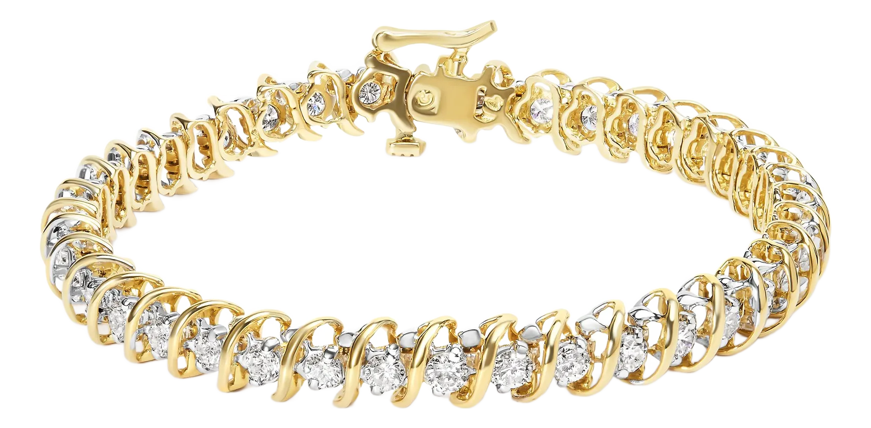 18K Yellow Gold 4.0 Cttw Round-Cut Diamond S-Link 7