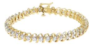 18K Yellow Gold 4.0 Cttw Round-Cut Diamond S-Link 7" Inch Tennis Bracelet (I-J Color, SI1-SI2 Clarity)
