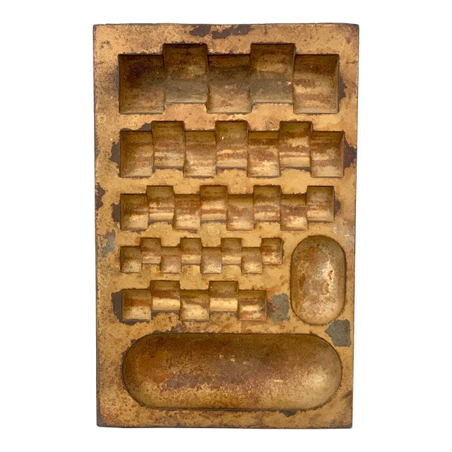 1891 Antique Brutalist, Industrial Lamson Metal With Brass Finish Coin Changer Tray, Vide Poche, Sculpture For Sale