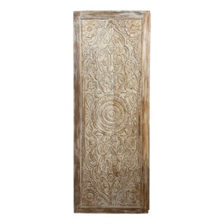 Sandwashed Floral Carved Solid Wood Front Entry Door, Double-Sided 96x36 For Sale