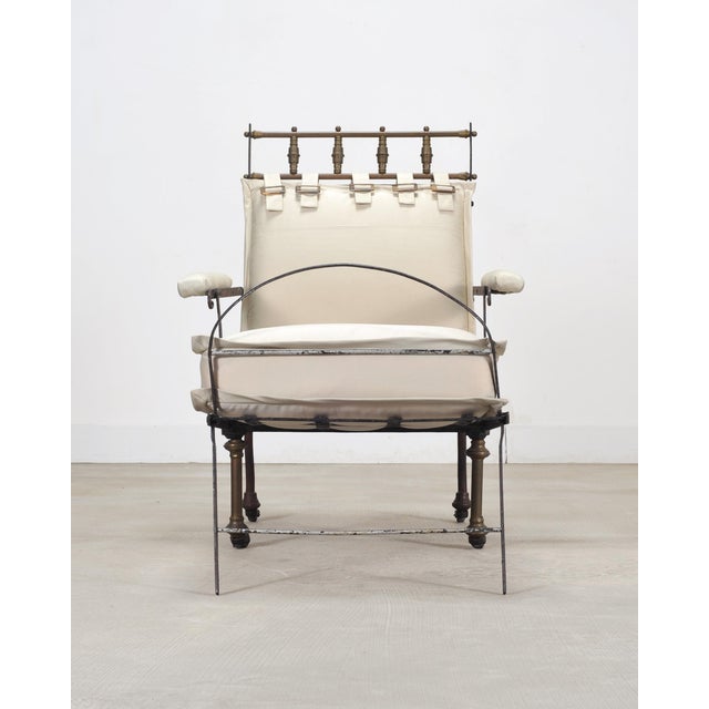 Campaign Late 19th C. French Campaign Style Iron Bronze Chaise Longue For Sale - Image 3 of 18