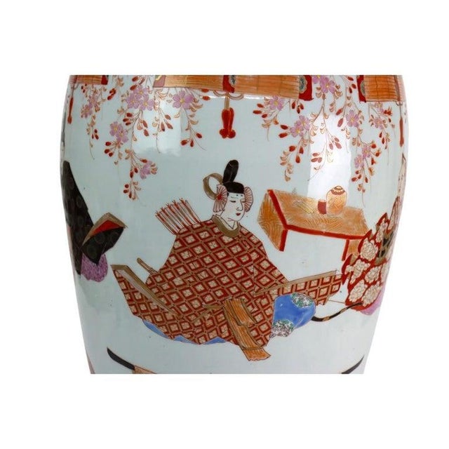 Japanese Antique Japanese Kutani Hand Painted Porcelain Floor Vase 19thC For Sale - Image 3 of 11