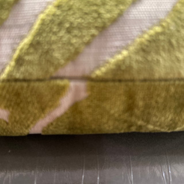 Handcrafted pillow case, Double sided Chartreuse abstract velvet, 18”X18”. Invisible zipper. Only selling the case, insert...
