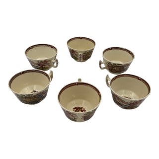 Set of 6 Vintage Royal Staffordshire Multi-Color "Tonquin" Teacups by Clarice Cliff For Sale
