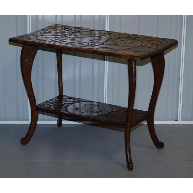 Monkey Hear See Speak No Evil Carved Coffee Table For Sale - Image 4 of 16