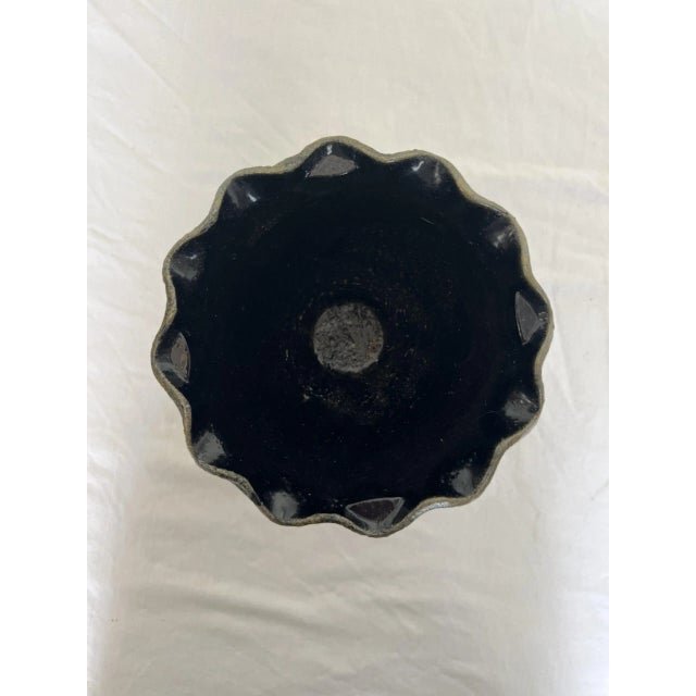 Hand-Decorated Cast Iron Goblet Planter For Sale - Image 6 of 7