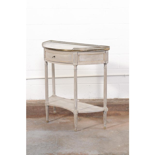 French Console W/Brass Gallery & Marble Top For Sale - Image 11 of 13