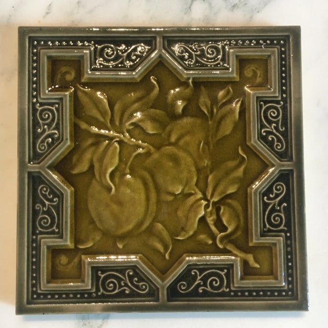 Late 19th Century Olive Green Moorish Style Victorian Tile For Sale - Image 5 of 5