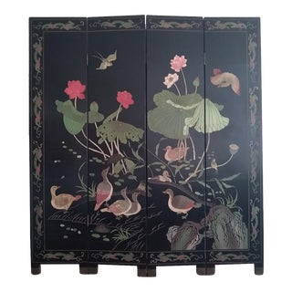 1980s Black Lacquer Screen For Sale
