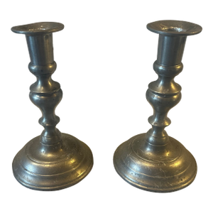 Mid 20th Century Woodbury Pewter Candlestick Holders - Set of 2