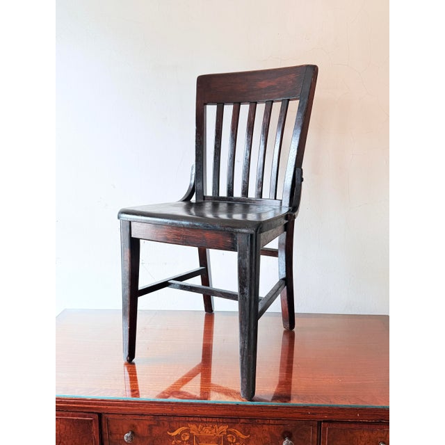 Vintage early 20th-century oak slat-back chair, produced by the Jasper Chair Company. Designed in the Arts & Crafts /...