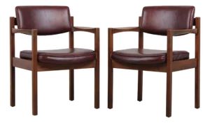 Pair of Jens Risom Mid Century Modern Walnut Armchairs