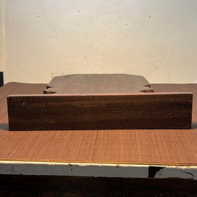 Vintage Chinese Blood Sandalwood Carved "Crane & Pine" Table Screen For Sale - Image 9 of 9
