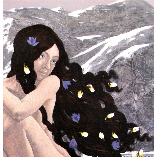 Contemporary Kristine Kvitka, She Brought Spring to the Mountains, Oil on Canvas For Sale - Image 3 of 4
