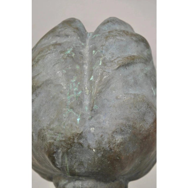 Vintage Patinated Cast Bronze Bust Statue Sculpture of Woman With Pinned Hair For Sale - Image 9 of 12