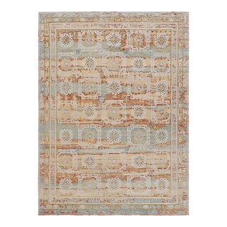 Rug & Kilim’s Block Print Runner Rug with Colorful Geometric Floral Medallions - 3x12 For Sale