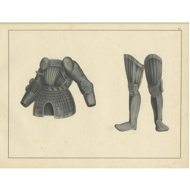 Medieval Plate Armor Components, 1842, Lithograph For Sale