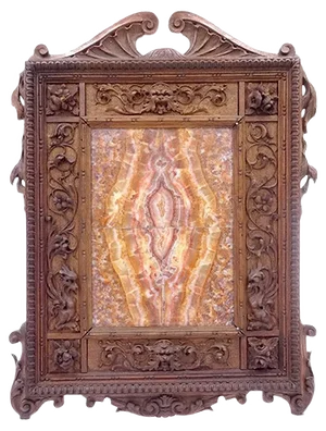 Carved Walnut Frame with Marble Composition, Late 1800s
