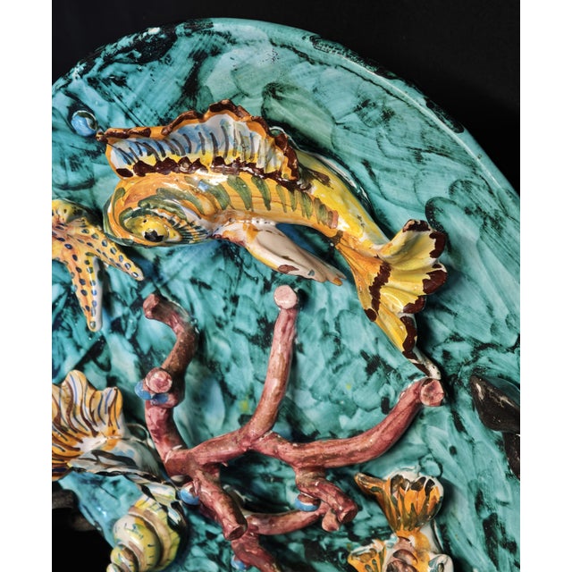 Majolica Sculpture Plate from Vietri, 1960s For Sale - Image 4 of 11