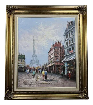 Bernard, View of the Eiffel Tower in Paris, 1970s, Oil on Canvas, Framed