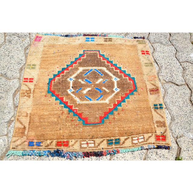 1960s Vintage Wool Small Rug For Sale - Image 4 of 6