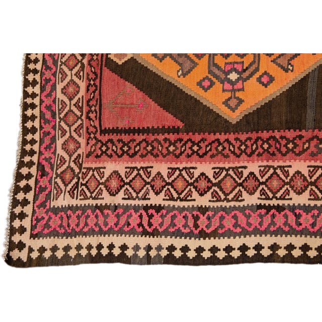1960s Vintage Turkish Kilim Multicolor Handmade Tribal Wool Runner For Sale - Image 4 of 9