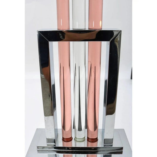 Early 20th Century Andirons French Art Deco Chrome & Glass For Sale - Image 5 of 12