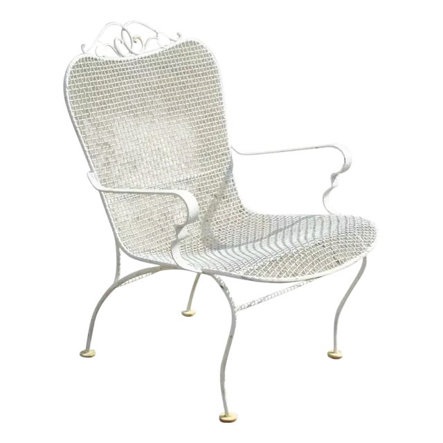 Mid 20th Century Vintage Russell Woodard Style Sculptura Iron Dining Arm Chair For Sale