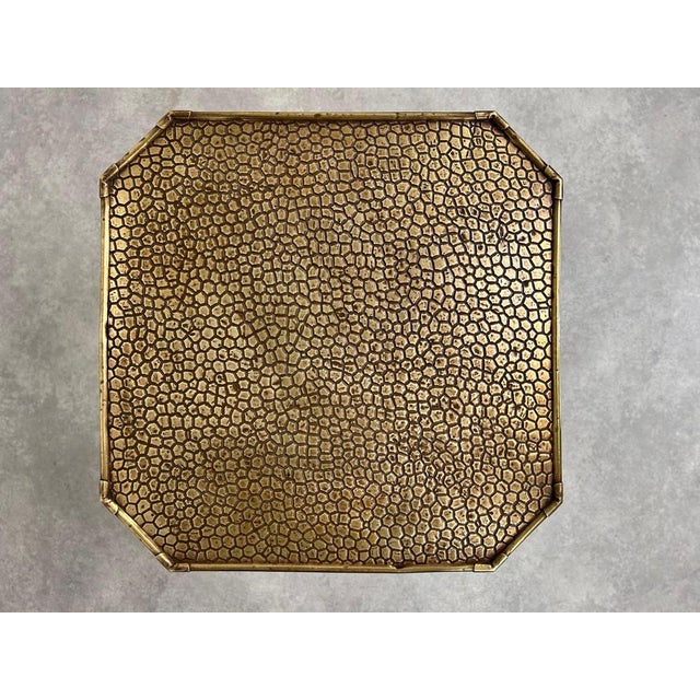 Jugendstil Side Table with Hammered Brass Top, 1920s For Sale - Image 10 of 11