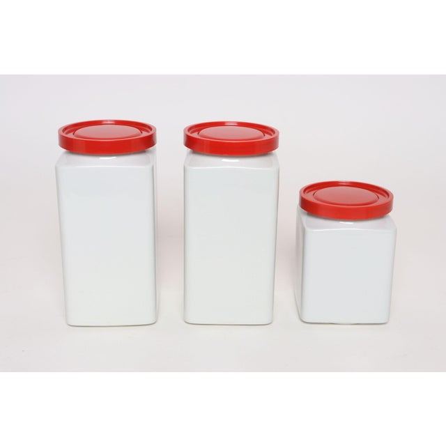 Mid-Century Modern Set of Three Finnish Modern Ceramic Canisters by Richard Lindh for Arabia For Sale - Image 3 of 18