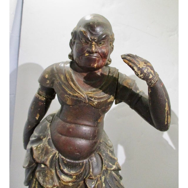 Japanese 17th Century Japanese Dharma Guardian Figurines - A Pair of 2 For Sale - Image 3 of 17