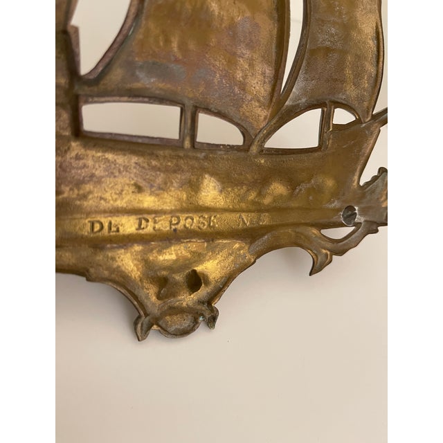 Antique French Cast Brass “Galleon” Sculpural Wall Rack - DL Déposé No. 5 For Sale - Image 9 of 12