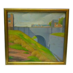 "An Art Deco Railway Bridge", Original Oil Painting