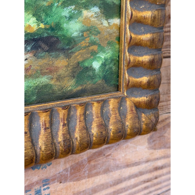 Signed Tropical Leopard Waterfall Acrylic Painting in Carved Gilt Wood Frame For Sale - Image 10 of 12
