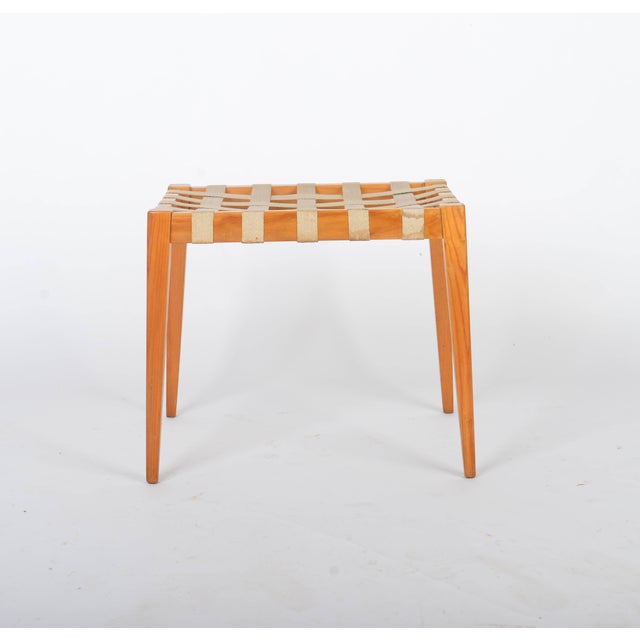 1970s Mid-Century Beech Stool with Cotton Webbing attributed to Uluv, 1970s For Sale - Image 5 of 9