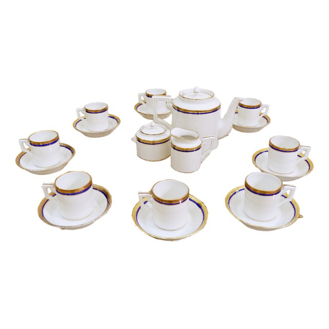 Empire Style Porcelain Tea Set by Richard Ginori, Set of 43 For Sale