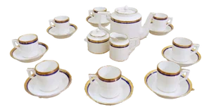 Empire Style Porcelain Tea Set by Richard Ginori, Set of 43