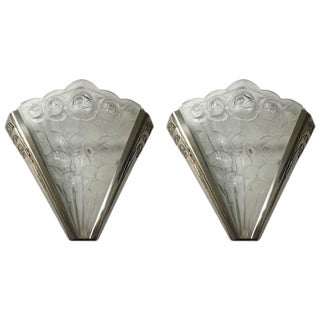 Verrerie Des Hanots Signed Pair of French Art Deco Sconces - a Pair For Sale