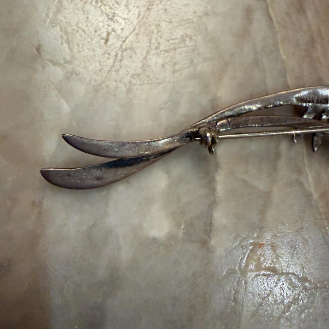 Metal Taxco Sterling Silver Abstract Fish Pin Amethyst Stone Eye Sigi Pineda For Sale - Image 7 of 17