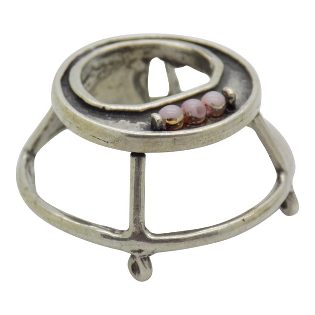 Vintage Italian Handmade Genuine Silver and Small Plastic Pink Elements Baby Walker Dollhouse Miniature For Sale