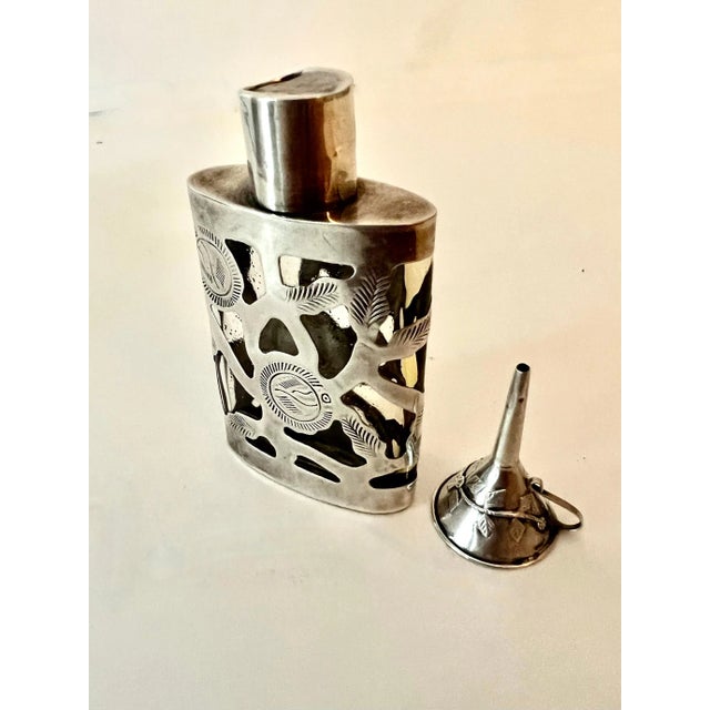 19th Century Sterling Silver Filigree Bottle with Sterling Perfume Funnel For Sale - Image 10 of 10