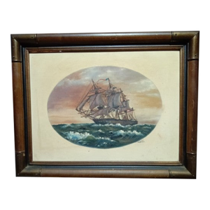 1930s Charles Vincent Lamb Original Seascape Painting ( Custom Bronze Frame)