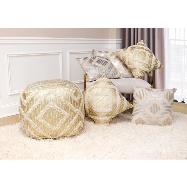 Pasargad Home Grandcanyon Gold Cotton Pouf For Sale - Image 9 of 11