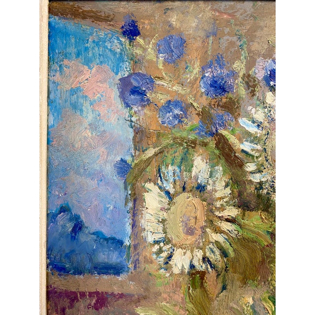 Early 1900s Original French Sunflower Still Life Oil Painting For Sale - Image 10 of 10