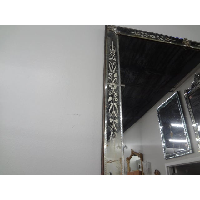 Mid-Century Modern Large 1940s Venetian Mirror, Etched and Beveled For Sale - Image 3 of 9