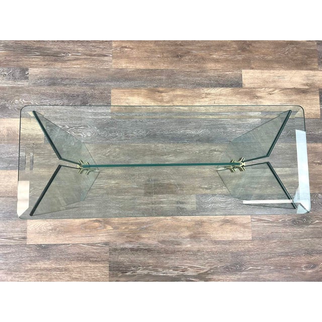1970s Attributed to Leon Rosen for Pace Collection Glass & Bronze Console Table For Sale - Image 10 of 11