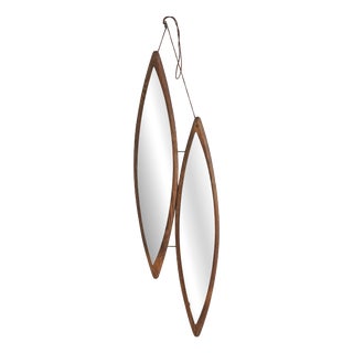 Mid-Century Modern Italian Oval Wooden Wall Mirror, 1970 For Sale