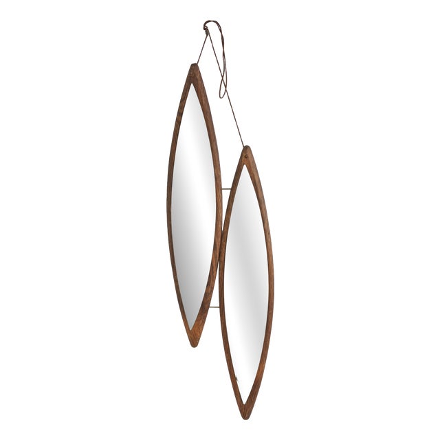 Mid-Century Modern Italian Oval Wooden Wall Mirror, 1970 For Sale
